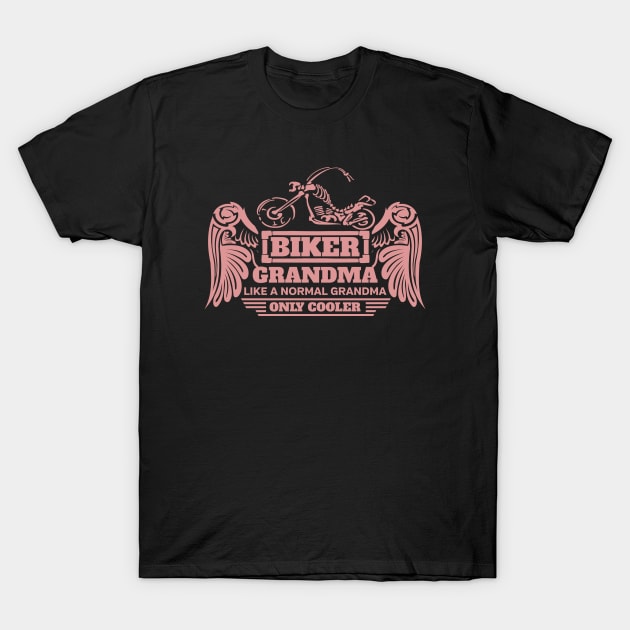 Biker Grandma Like Normal Only Cooler Pink with Skeleton Bike T-Shirt by EPDROCKS